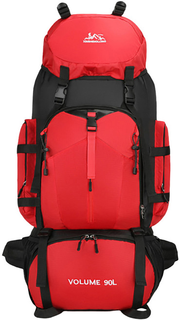 XINSHENGLONG 戶外徒步登山雙肩包 90L, 紅色