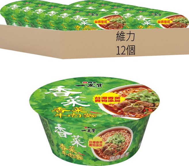 維力 一度贊 香菜牛肉麵 185g, 12個裝