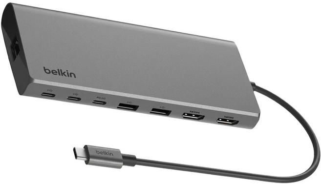 belkin 貝爾金 Connect 通用 USB-C 8合1 雙4K顯示集線器 INC015btSGY-CZ, 銀色, 1個