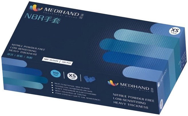 MEDIHAND 美恆 NBR手套 厚款 100入, 藍紫色, XS, 1套