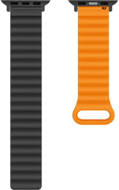 Ovalal Apple Watch 兼容鏈式磁吸錶帶, 黑橘色, 1個
