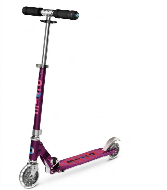micro scooters Sprite 前輪LED超輕量二輪滑板車 青少年 香檳紫 手把高度63~95cm 踏板10 x 34cm 1個