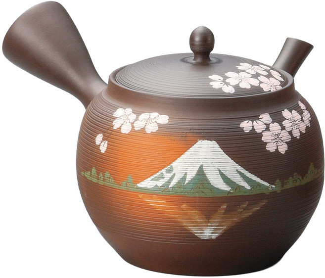 常滑燒 玉光作窯變富士櫻急須壺, 棕色, 1個, 290ml