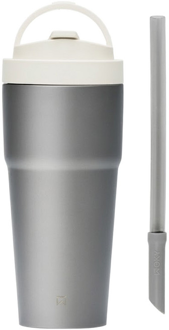 WOKY 沃廚 Ti 純鈦渾圓杯 附彈跳粗吸管, 橡白色, 1個, 770ml