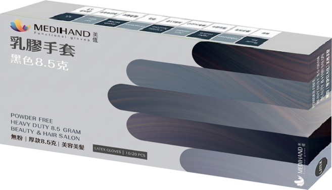 MEDIHAND 美恆 乳膠手套 L 8.5g 20入, 1套, 黑色