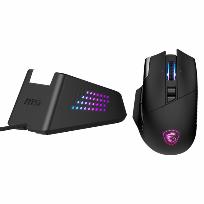 msi 微星 VERSA PRO WIRELESS 3模無線電競滑鼠 + MOUSE DOCK PRO 磁吸充電底座, 黑色, MSI1093