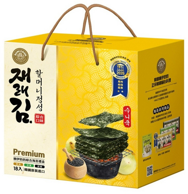 SUNI COOK 順伊奶奶 綜合海苔禮盒, 87g, 1箱