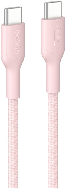 belkin 貝爾金 USB-C-USB-C環保傳輸線 CAB024fq1MPK 60W, 粉色, 1個, 1m