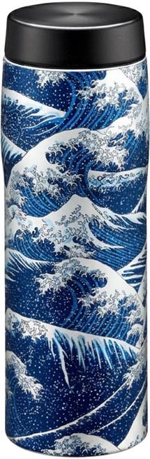TIGER 虎牌 3D工藝旋蓋式保溫保冷杯 日本製 MJX-B048, 層浪 AO, 1個, 480ml
