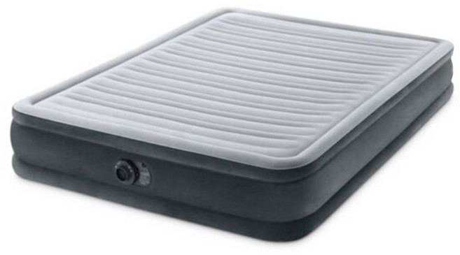 INTEX 豪華型橫條內建電動幫浦充氣床 雙人加大(203 x 152 x 33cm) 灰色 67769
