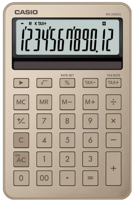 CASIO 卡西歐 辦公用時尚電子計算機 MS-200DQ, 1個, 亮金色