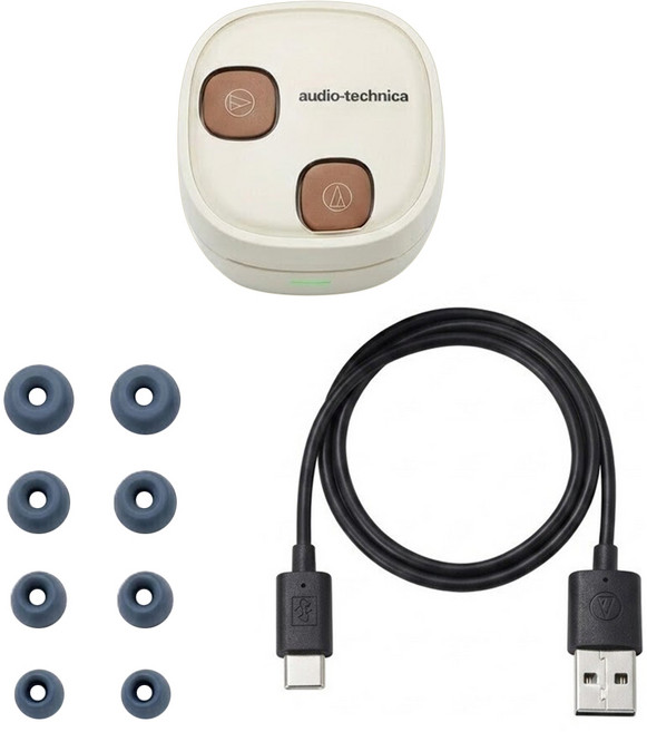 audio-technica 鐵三角 真無線藍芽耳機, 白駝色, ATH-SQ1TW2NC