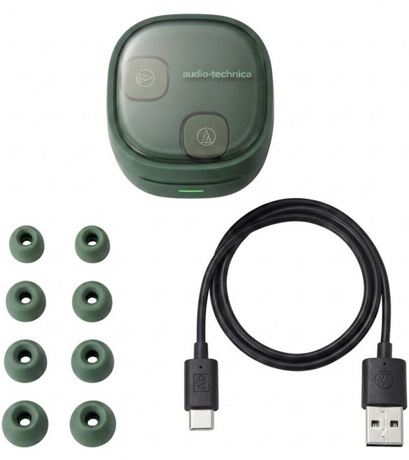audio-technica 鐵三角 真無線藍芽耳機, 綠色, ATH-SQ1TW2NC