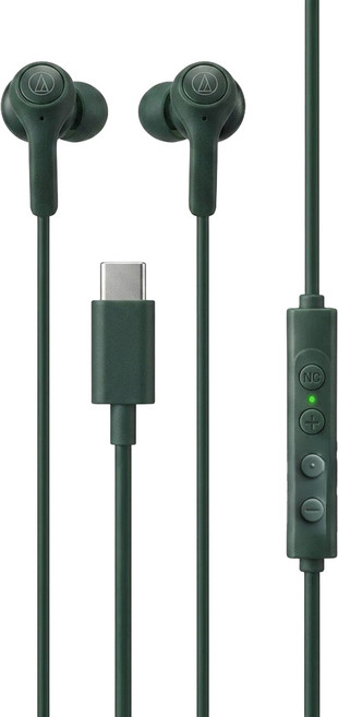 audio-technica 鐵三角 USB Type-C 耳塞式降噪耳機, 綠色, ATH-CKS330NC
