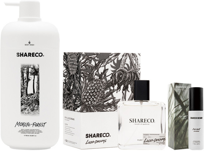 SHARECO 品牌明星3件組 清醒夢香水 + 木曜森林沐浴膠 + 去味空間噴霧, 1組