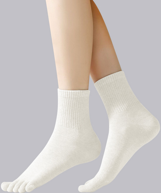 NICOFUN 愛定做 運動五趾短筒襪 fyk245toe17-42, 白色, 1套