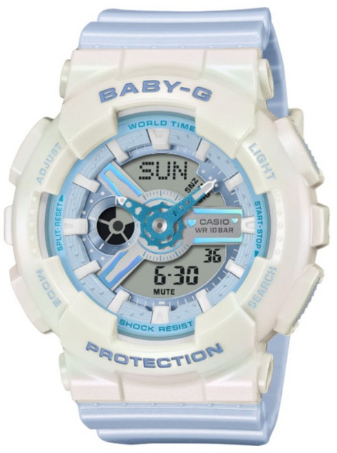 CASIO 卡西歐 BABY-G 夢幻色彩雙顯運動錶 BA-110PD-2ADR, 白藍色, 1個