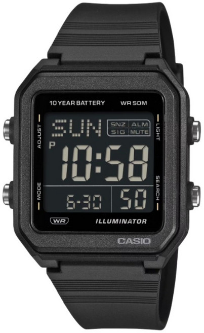 CASIO 卡西歐 多功能數位電子運動錶 W-221H-1BVDF, 黑色, 1個