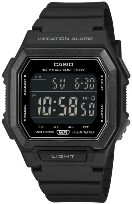 CASIO 卡西歐 多元STANDARD震動電子系列 W-738H-1BVDF, 黑色, 1個