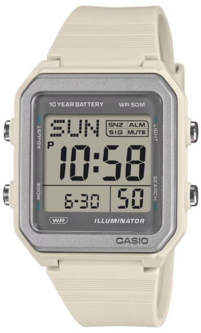 CASIO 卡西歐 多功能數位電子運動錶 W-221H-8AVDF, 米白色, 1個