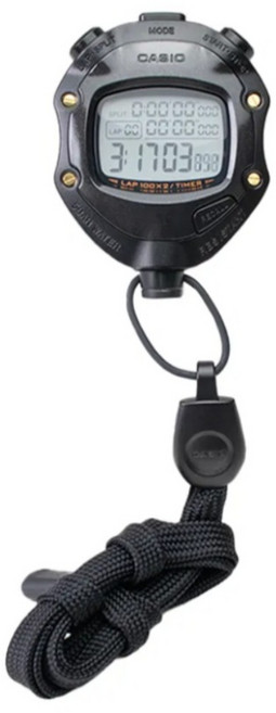 CASIO 卡西歐 百組記憶計時碼表 HS-80TW-1DF, 黑色, 1個