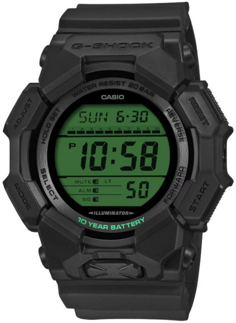 CASIO 卡西歐 G-SHOCK 電光率點綴酷炫運動電子錶 GD-010BEG-1DR, 黑綠, 1個