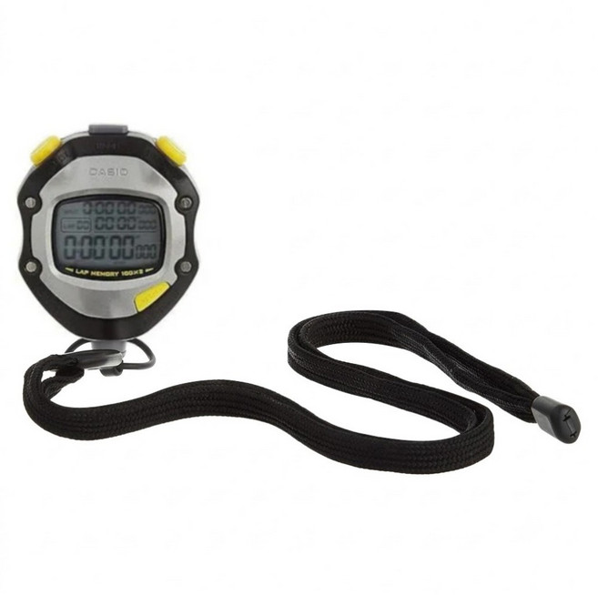 CASIO 卡西歐 百組計時碼表 HS-70W-1DF, 黑銀色, 1個