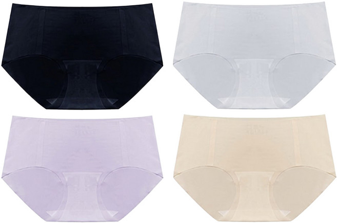 SOFT LIGHT 8D Body 涼感超薄隱形內褲4件組, 黑色 + 淺紫色 + 灰色 + 膚色