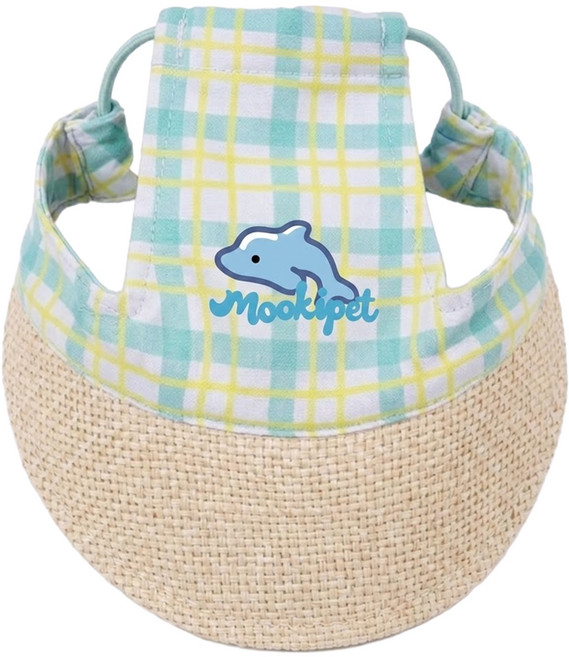 Mooki Pet 海濱格紋防曬涼感太陽帽 貓狗通用, 黃色, 1個