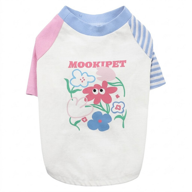 Mooki Pet 撞色花朵涼感T恤 貓狗通用 MK26002, 米白色, 1個