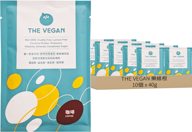 THE VEGAN 樂維根 經典植物優蛋白粉 隨身包 咖啡, 40g, 10個
