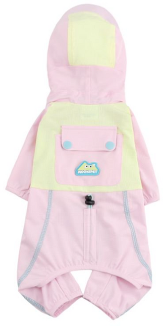Mooki Pet 肌理撞色連帽四腳涼涼衣 貓狗通用 MK26085, 粉黃色, 1個