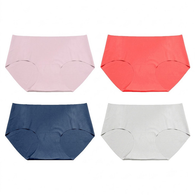 SOFT LIGHT 絕色無痕 創新隱形貼合內褲4件組 7918, 藏青色+淺粉色+桔紅色+淺灰色