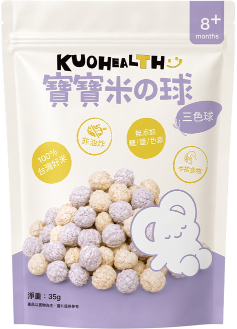 郭老師 寶寶米果球 三色綜合口味, 35g, 1個, 純天然