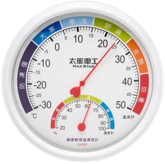 MAX STAR 太星電工 健康管理溫濕度計, 白色, 1個