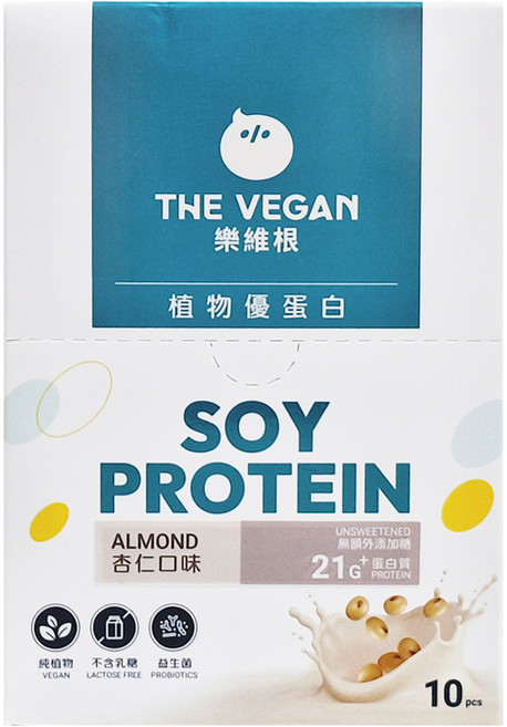 THE VEGAN 樂維根 經典植物優蛋白粉 隨身包 無額外添加糖杏仁, 40g, 10個
