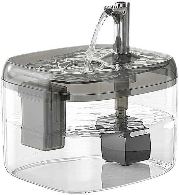 QLZHS USB 貓咪自動循環飲水器 循環過濾飲水機 400g, 透明灰, 1個