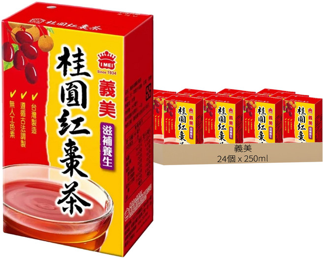 義美 桂圓紅棗茶, 1箱, 24個裝, 250ml