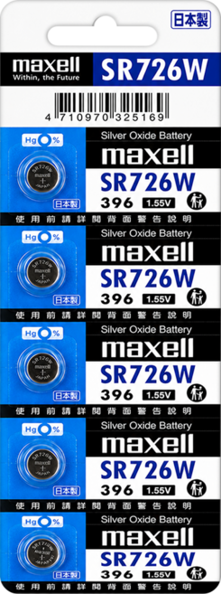 maxell 鈕扣型氧化銀電池 不可充電 1.55V 日本製 SR726W 396, 1顆, 1顆