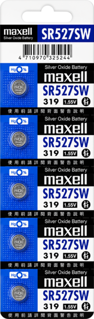 maxell 鈕扣型氧化銀電池 不可充電 1.55V 日本製 SR527SW 319, 1顆, 1顆