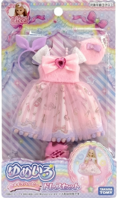 TAKARA TOMY Licca 莉卡娃娃 衣服夢幻粉彩甜蜜化妝品洋裝組 LA17288, 混和顏色, 1個