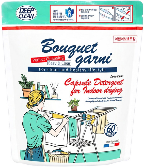 BOUQUET GARNI 7酵綠精靈 室內晾曬用 洗衣膠囊, 1套, 60個裝