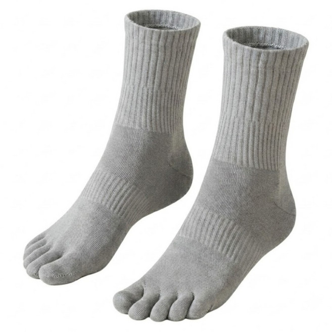 NICOFUN 愛定做 男款 運動五趾中筒襪 fyk245toe11-50, 淺灰色, 1套
