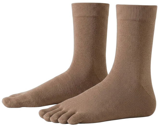 NICOFUN 愛定做 運動五趾中筒襪 fyk245toe15-50, 駝色, 1套