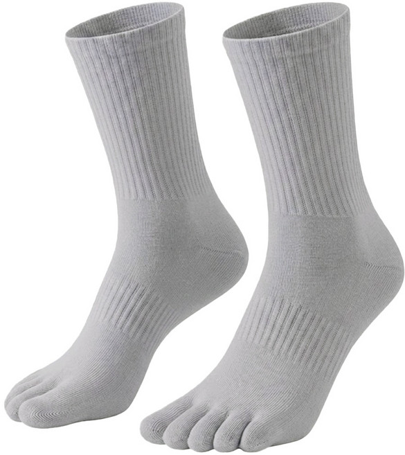 NICOFUN 愛定做 運動五趾中筒襪 fyk245toe18-501, 淺灰色, 1套