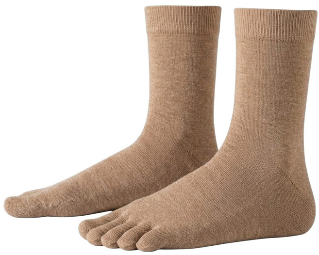 NICOFUN 愛定做 運動五趾中筒襪 fyk245toe15-50, 卡其色, 1套