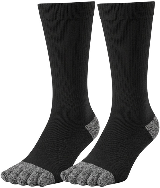 NICOFUN 愛定做 運動五趾中筒襪 fyk255toe13-50, 黑色, 1套