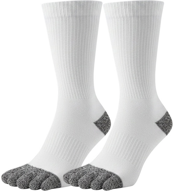 NICOFUN 愛定做 運動五趾中筒襪 fyk255toe13-50, 白色, 1套