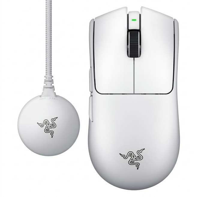RAZER 雷蛇 Viper 毒蝰V4 PRO無線電競滑鼠 附接收器, 白色, RZ01-05630200-R3A1