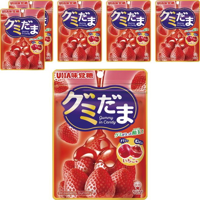 UHA 味覺糖 草莓軟心糖, 55g, 6個